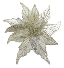 Декоративный цветок Пуансеттия ChristmasDeLux кремовый, 30см