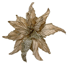 Декоративный цветок Пуансеттия ChristmasDeLux шампань, 30см