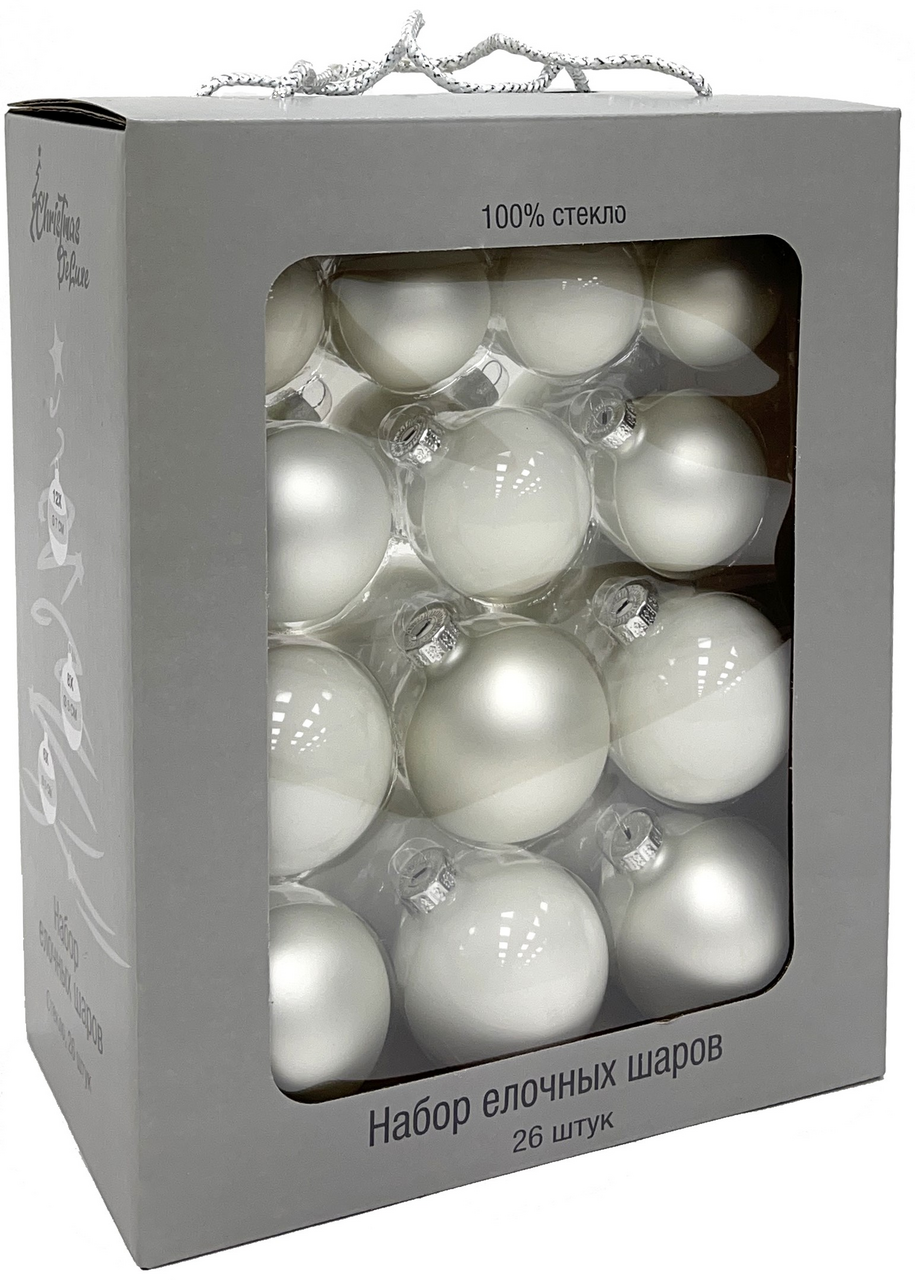 Набор елочных шаров ChristmasDeLux белый, 26шт