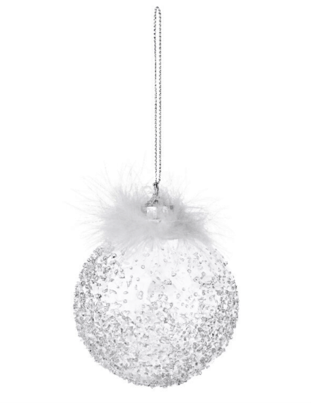 Шар елочный ChristmasDeLux с перьями, 7см