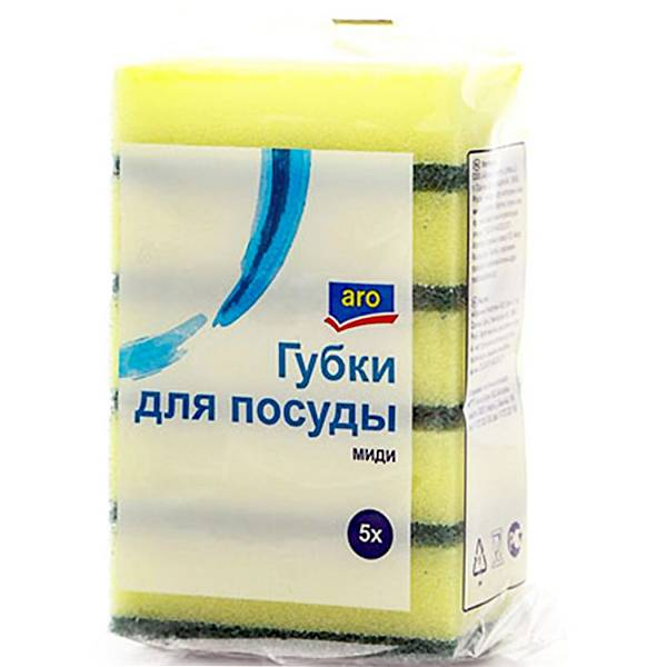 aro Губки для мытья посуды миди 6 x 9см, 5шт