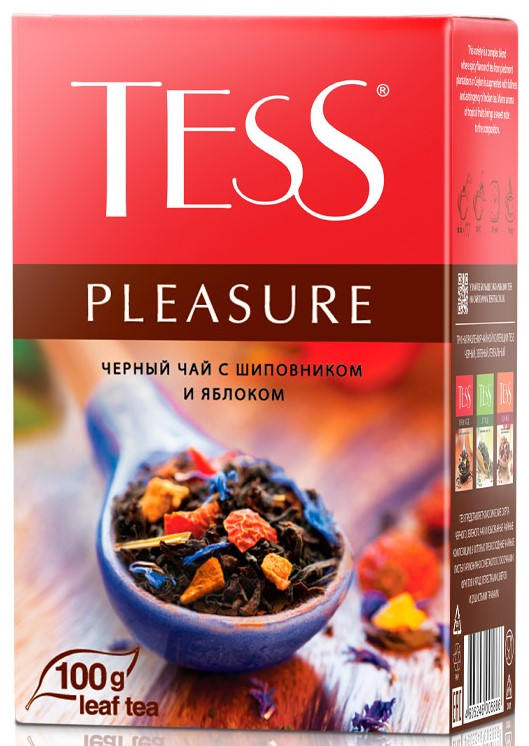 Изображение товара Чай черный Tess Pleasure Шиповник и яблоко байховый листовой, 100г