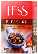 Чай черный Tess Pleasure Шиповник и яблоко байховый листовой, 100г