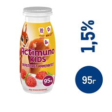 Напиток кисломолочный Actimuno Kids лесная земляника 1.5%, 95г