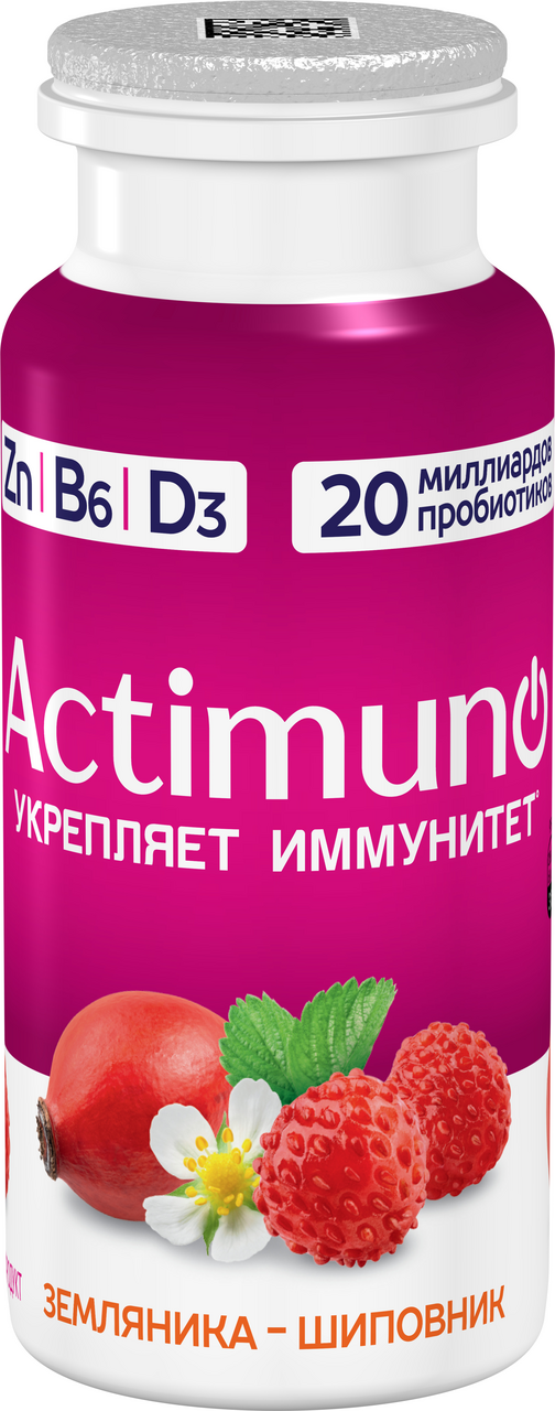Напиток кисломолочный Actimuno земляника-шиповник 1.5%, 95г