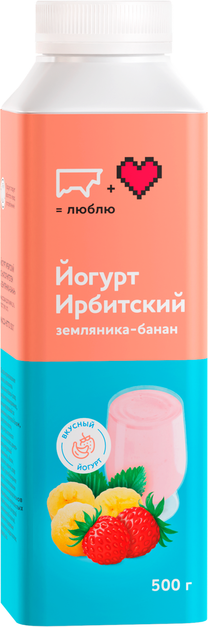 Йогурт питьевой Ирбитский молочный завод земляника-банан 2.5%, 500г
