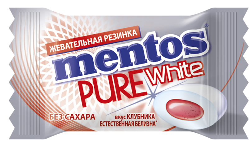 Жевательная резинка Mentos Pure White Клубника, 2г купить с доставкой ...