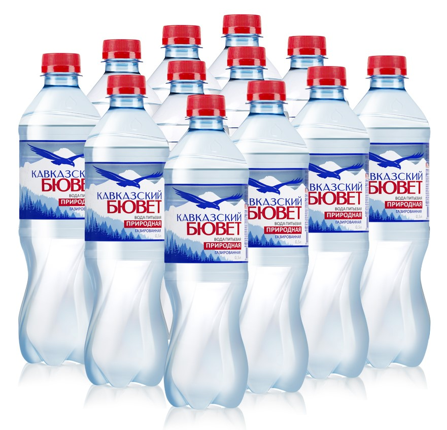 Вода Кавказский бювет питьевая газированная, 500мл x 12 шт