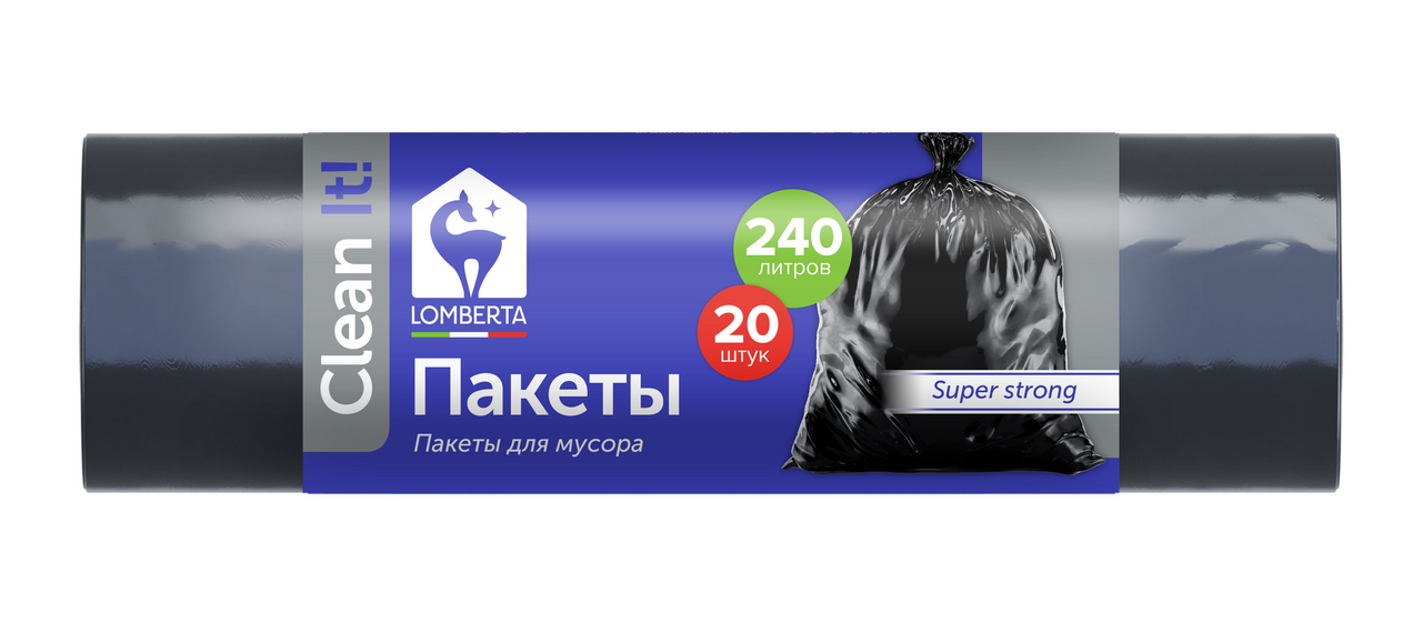 Пакеты для мусора Lomberta 35мкм 240л, 20шт