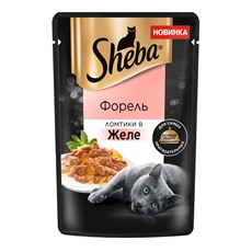 Корм влажный Sheba для взрослых кошек ломтики в желе с форелью, 75г