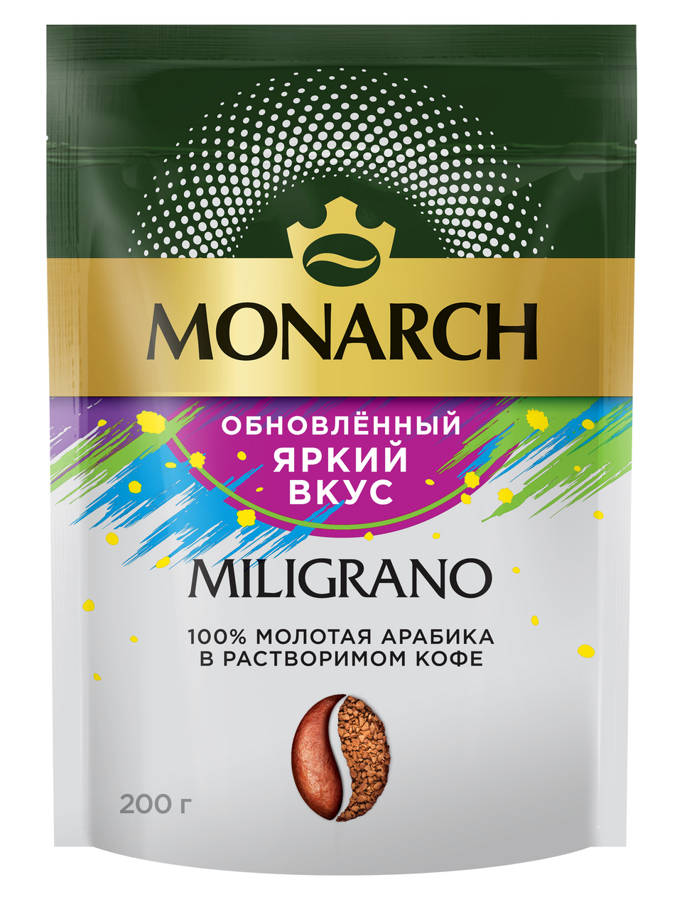 Изображение товара Кофе Monarch Milligrano растворимый с молотым 200 г - насыщенный вкус и аромат