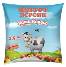 Йогурт питьевой Наша корова персик 2.5%, 450г