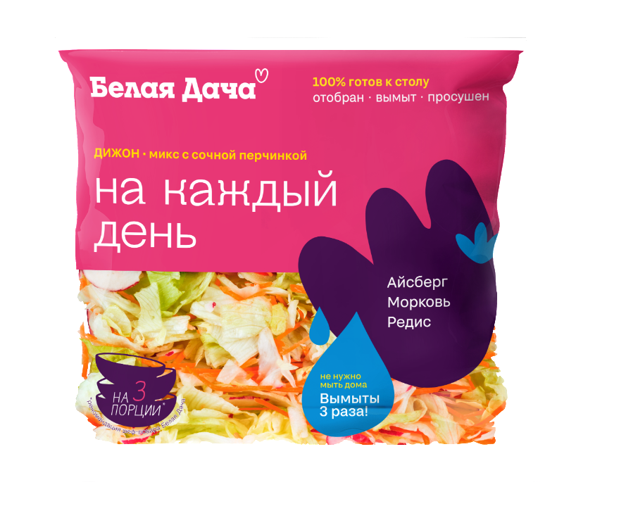 Салатная смесь Белая Дача Дижон айсберг морковь и редис, 150г