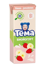 Биойогурт питьевой детский Тема Банан и земляника 2.8% с 8 месяцев, 210г