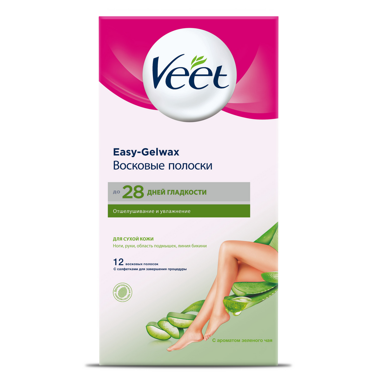 Полоски Veet восковые для сухой кожи, 12шт купить с доставкой на дом, цены  в интернет-магазине