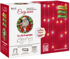 Электрогирлянда сосульки Glos 59 нано-Led теплый белый, 3 x 0.4м