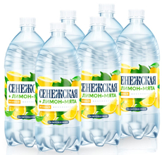 Вода Сенежская лимон-мята питьевая газированная, 1л x 6 шт