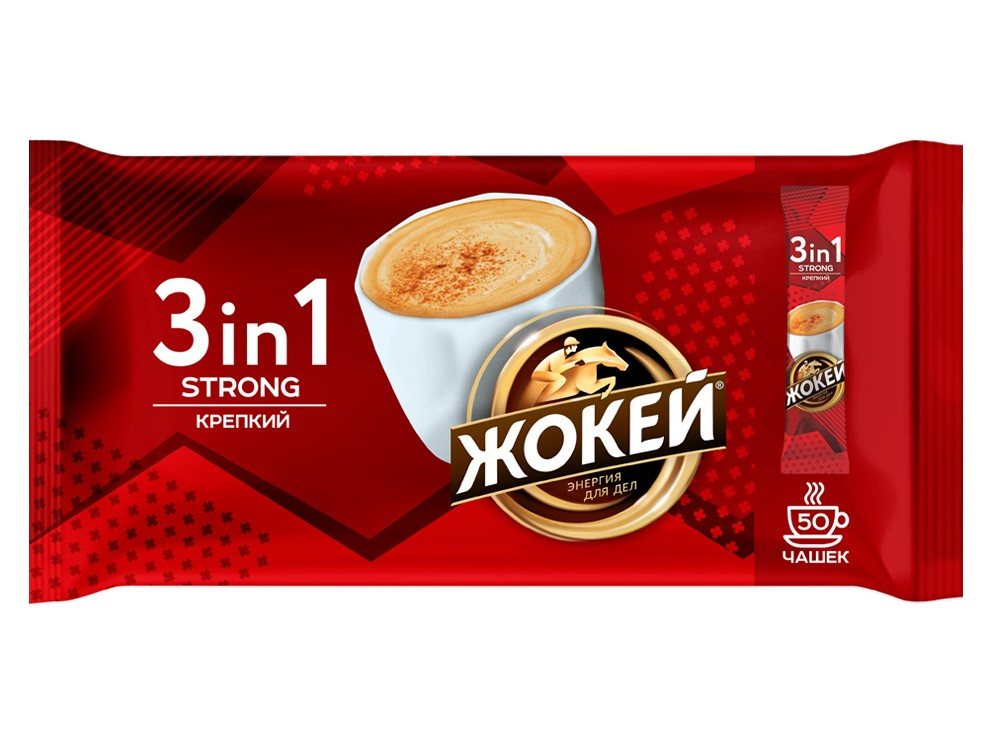 Изображение товара Кофе Жокей крепкий растворимый 3в1 (12г x 50шт), 600г