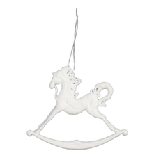 Елочное украшение ChristmasDeLux Подвеска лошадка белая, 11.5 x 12см