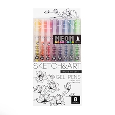 Ручки гелевые Bruno Visconti Uniwrite Neon 8 цветов, 0.8мм