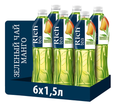 Холодный чай Rich зеленый со вкусом манго, 1.5л x 6 шт