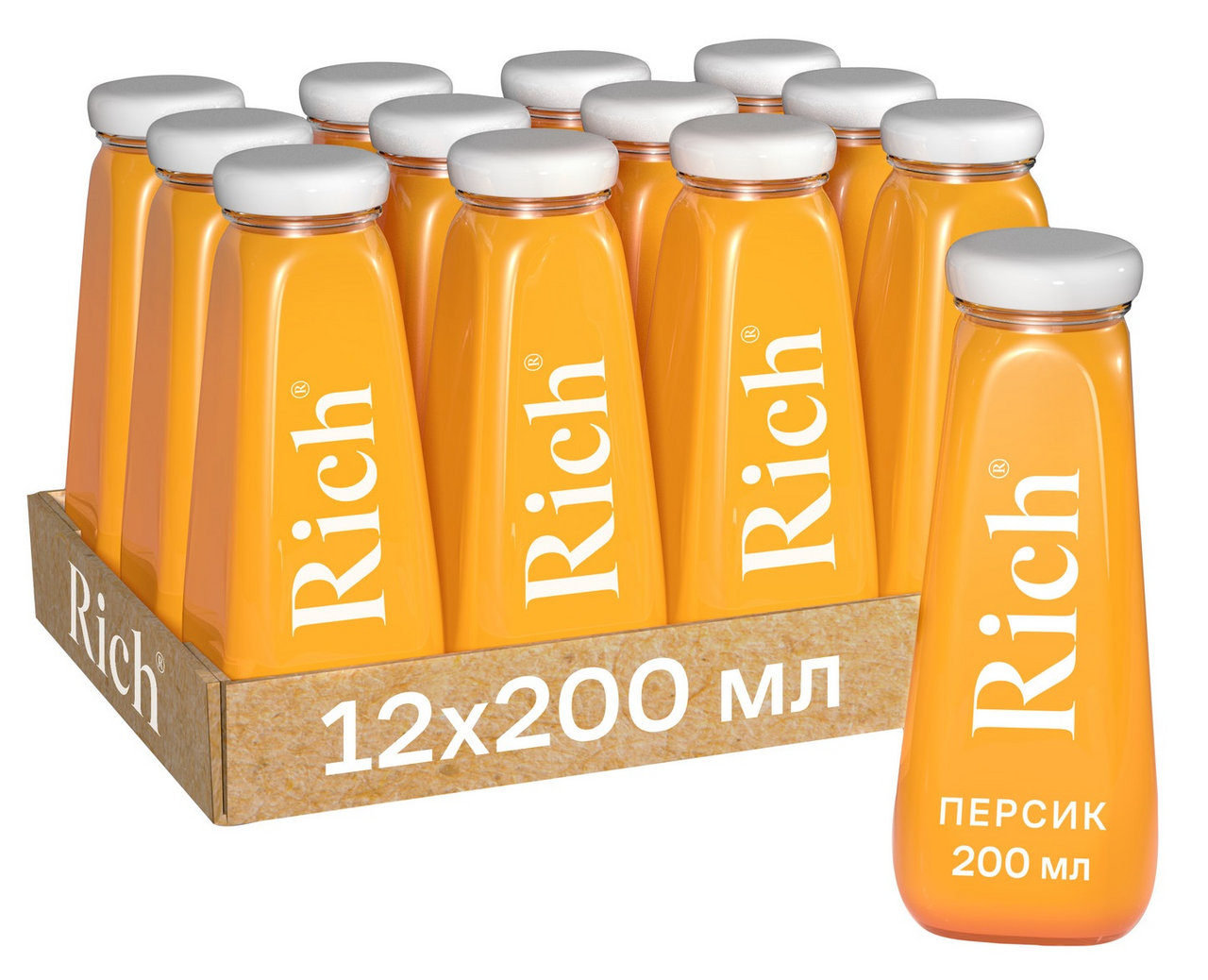 Нектар Rich персиковый с мякотью, 200мл x 12 шт