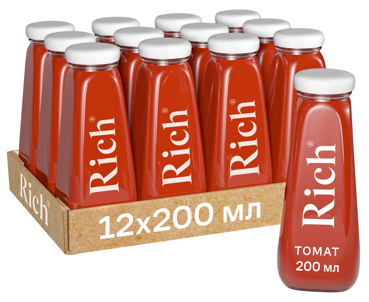 Сок Rich томатный с мякотью, 200мл x 12 шт