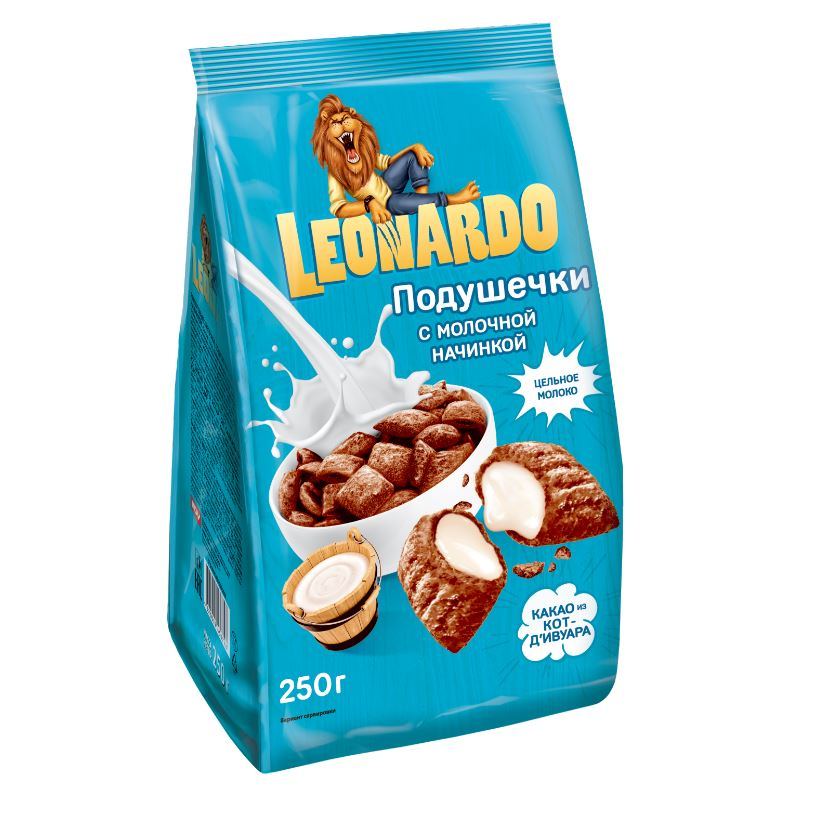 Готовый завтрак Leonardo Подушечки с молочной начинкой, 250г купить с ...