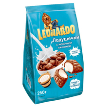 Готовый завтрак Leonardo Подушечки с молочной начинкой, 250г