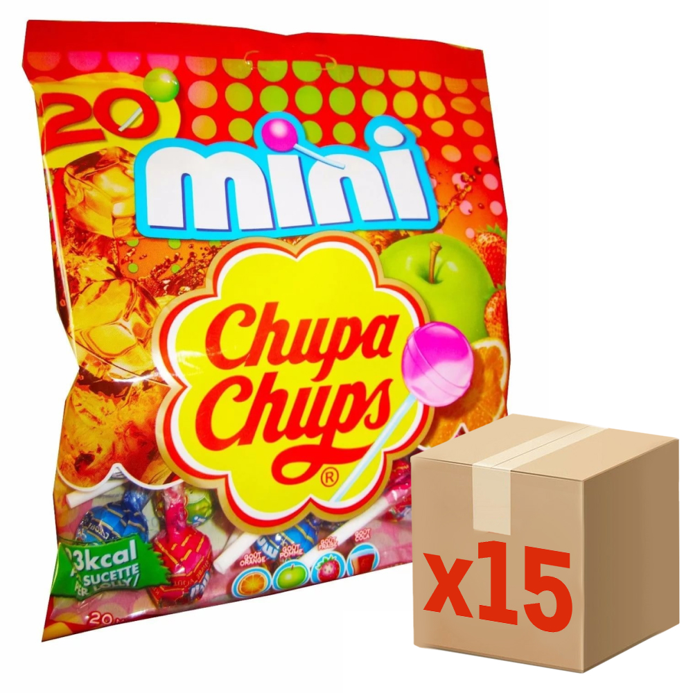Карамель Chupa Chups Mini ассорти вкусов, 90г x 15 шт