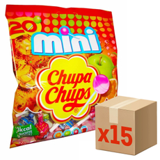 Карамель Chupa Chups Mini ассорти вкусов, 90г x 15 шт