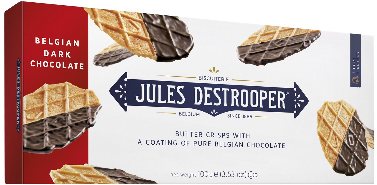 Печенье вафельное Jules Destrooper Butter Crisps с темным шоколадом, 100г