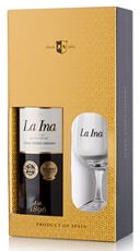 Вино Херес Lustau La Ina Fino Sherry белое сухое + бокал в подарочной упаковке, 0.75л