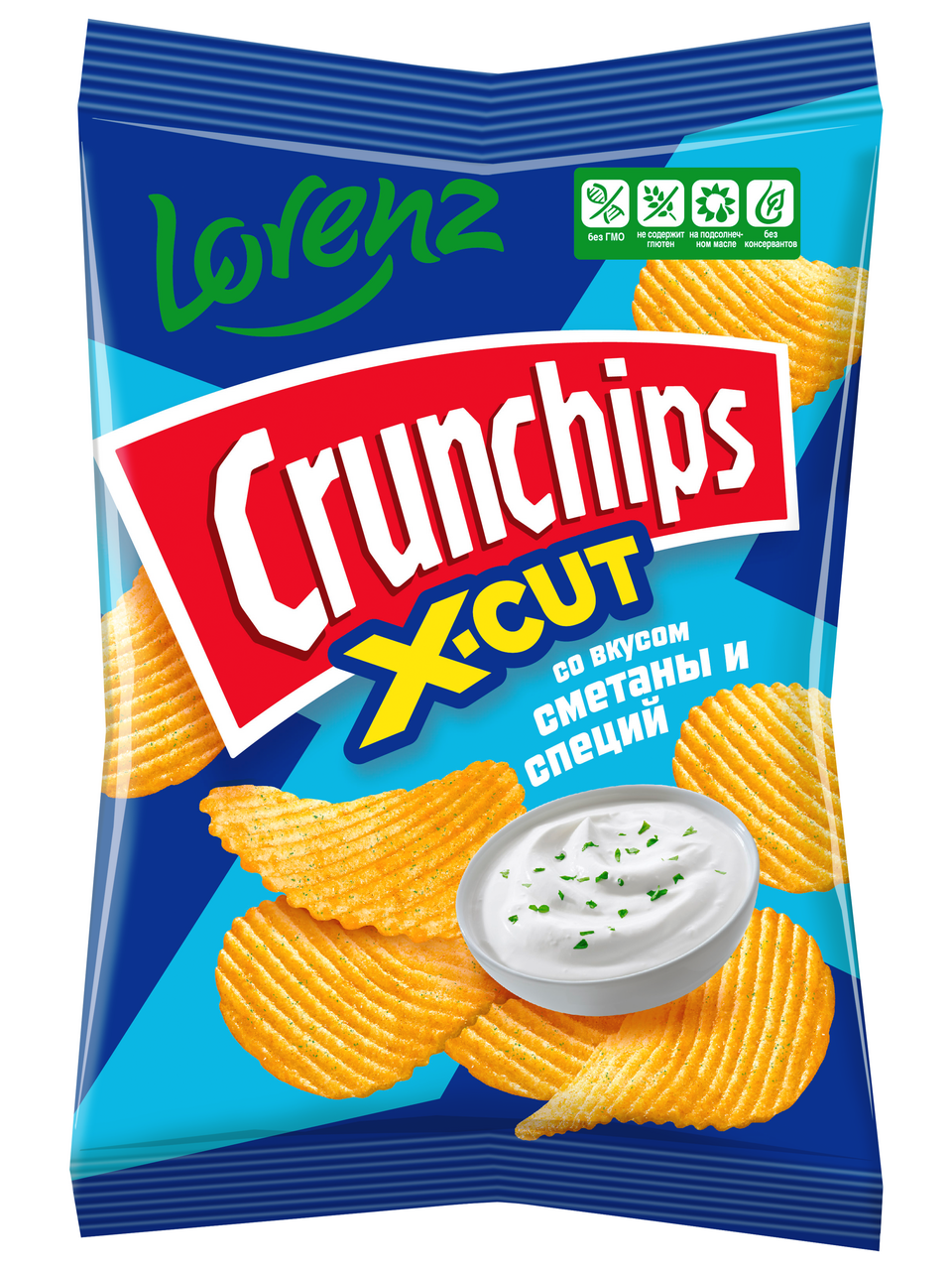 Чипсы Crunchips X-Cut рифленые Сметана и специи, 70г купить с доставкой ...