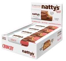 Батончик шоколадный Nattys &Go Crunchy с арахисовой хрустящей пастой в молочном шоколаде, 45г x 12 шт