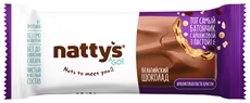Батончик шоколадный Nattys &Go Crispy с арахисовой пастой, карамелью и изюмом в молочном шоколаде, 45г