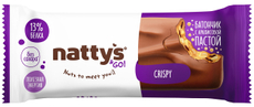 Батончик протеиновый Nattys &Go Crispy Шоколад-арахис-карамель-изюм без сахара без глютена, 45г