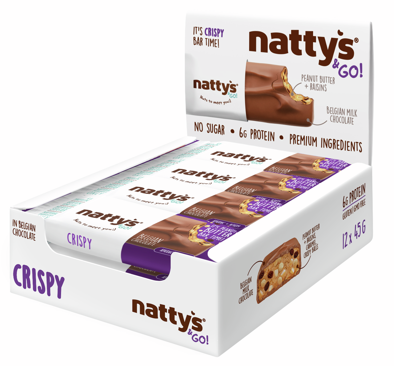 Батончик шоколадный Nattys &Go Crispy с арахисовой пастой, карамелью и ...