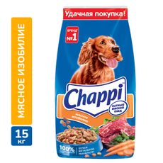 Корм сухой Chappi Мясное изобилие Сытный мясной обед для взрослых собак всех пород, 15кг