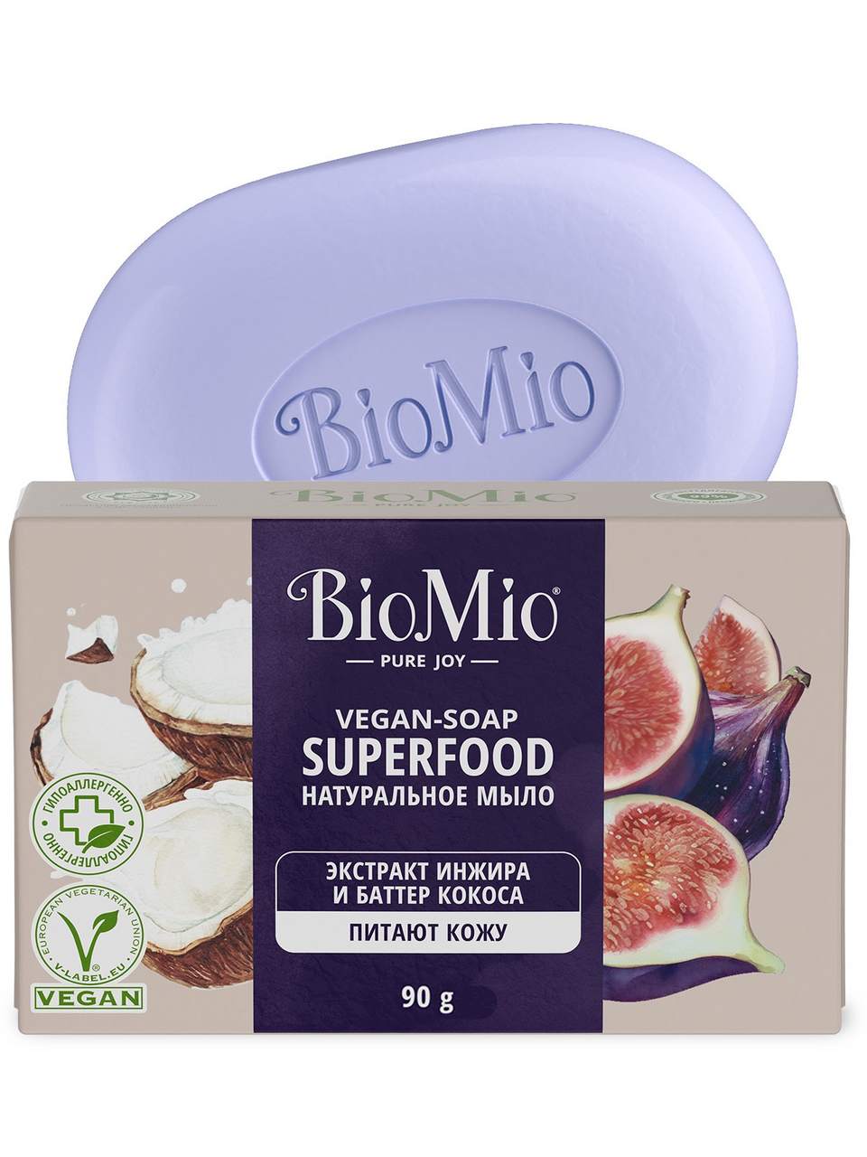 Изображение товара Мыло туалетное BioMio Vegan Soap Экстракт инжира и баттер кокоса, 90г