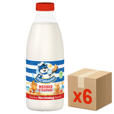 Молоко Простоквашино отборное пастеризованное 3.4%-4.5%, 930мл x 6 шт