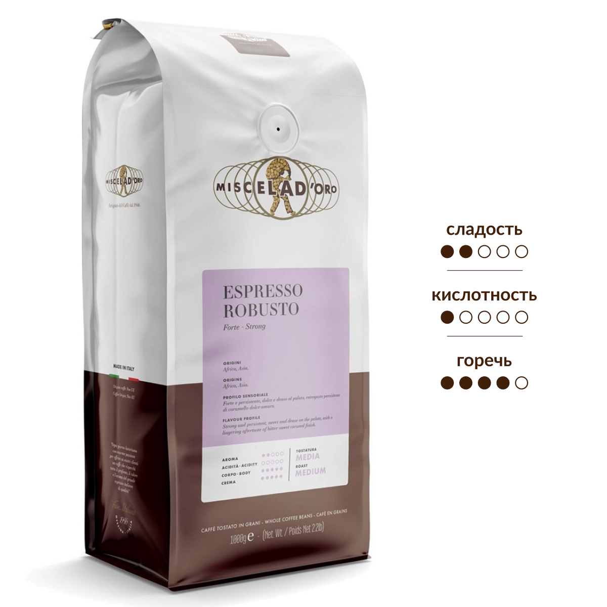 Кофе Miscela D'Oro Espresso Robusto в зернах, 1кг