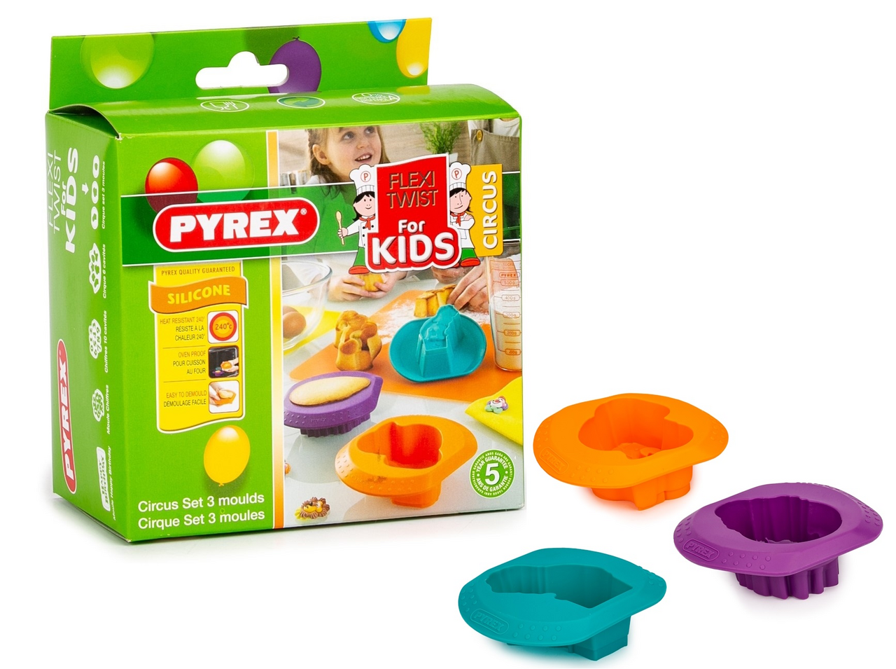 Изображение товара Набор форм для выпечки Pyrex Цирк 3 предмета силикон безопасная для духовки микроволновки