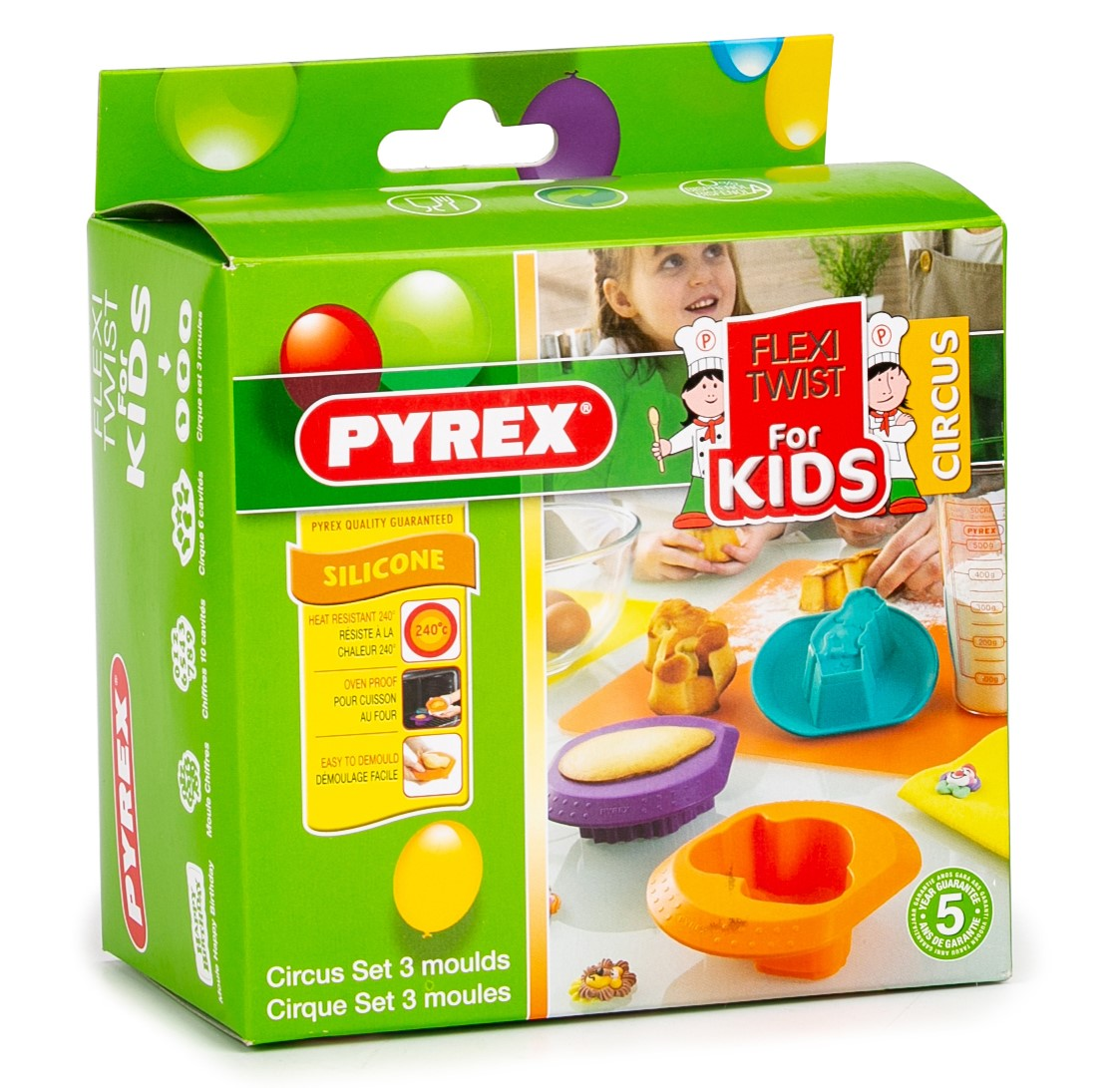 Изображение товара Набор форм для выпечки Pyrex Цирк 3 предмета силикон безопасная для духовки микроволновки