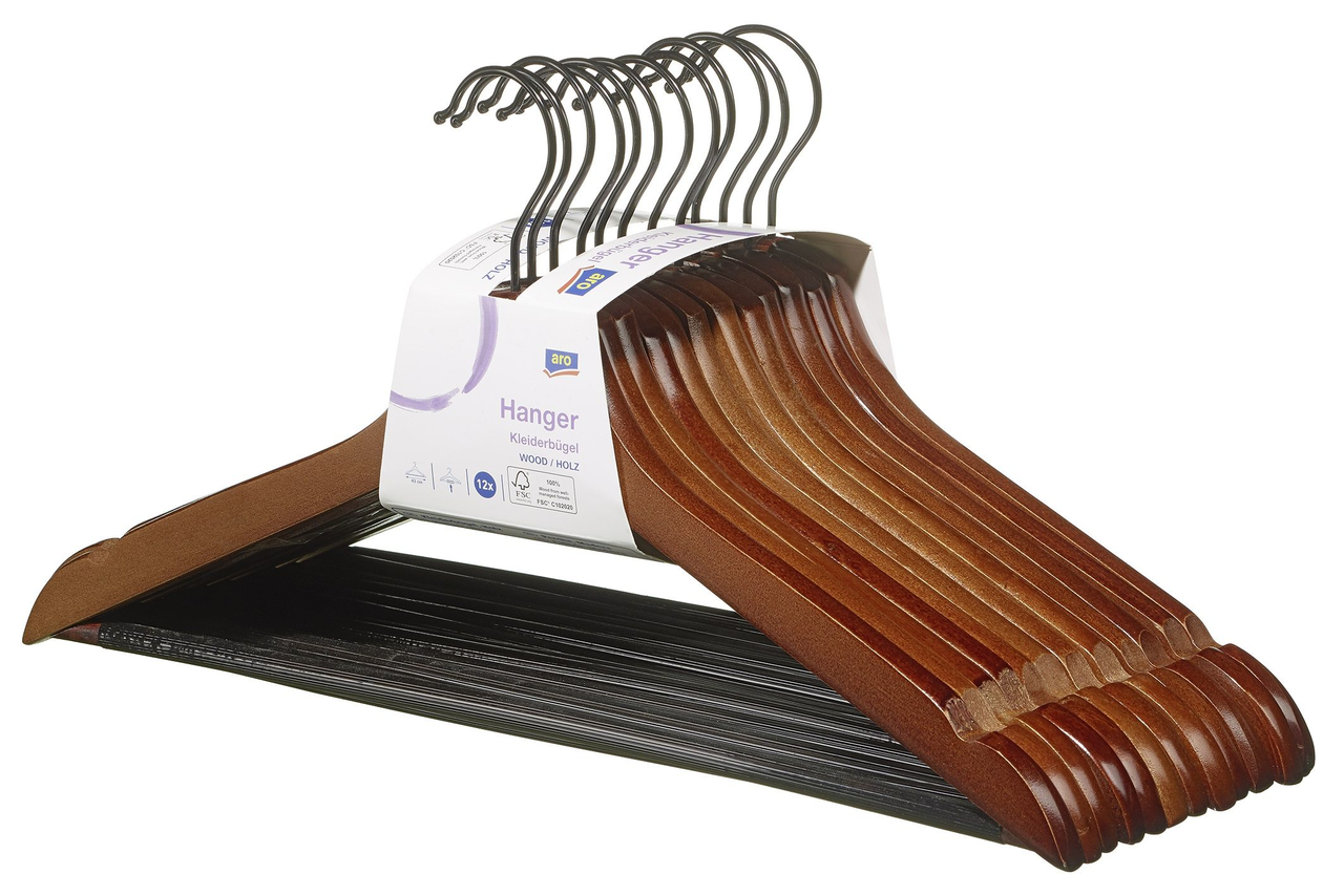 aro Плечики деревянные коричневые, 12шт