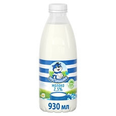 Молоко Простоквашино пастеризованное 2.5%, 930мл