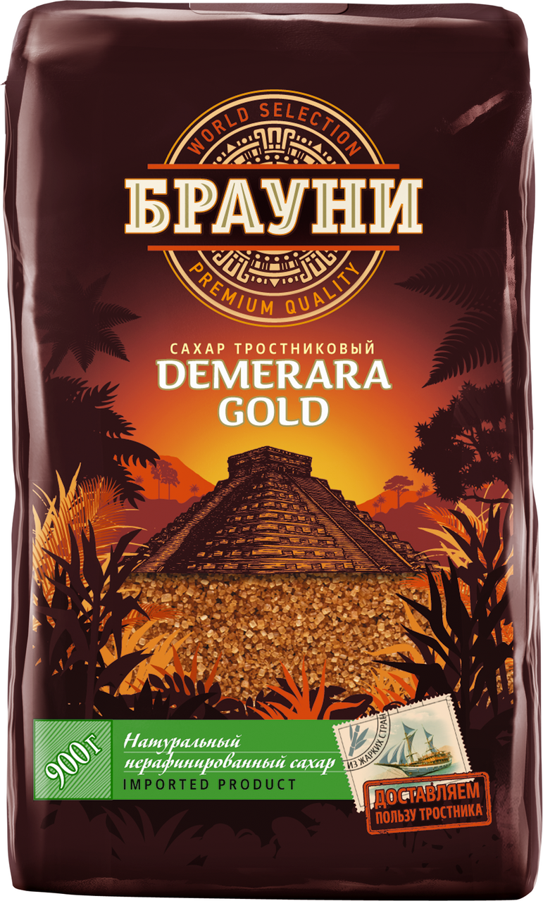 Сахар тростниковый Брауни Demerara Gold кристаллический, 900г купить с  доставкой на дом, цены в интернет-магазине