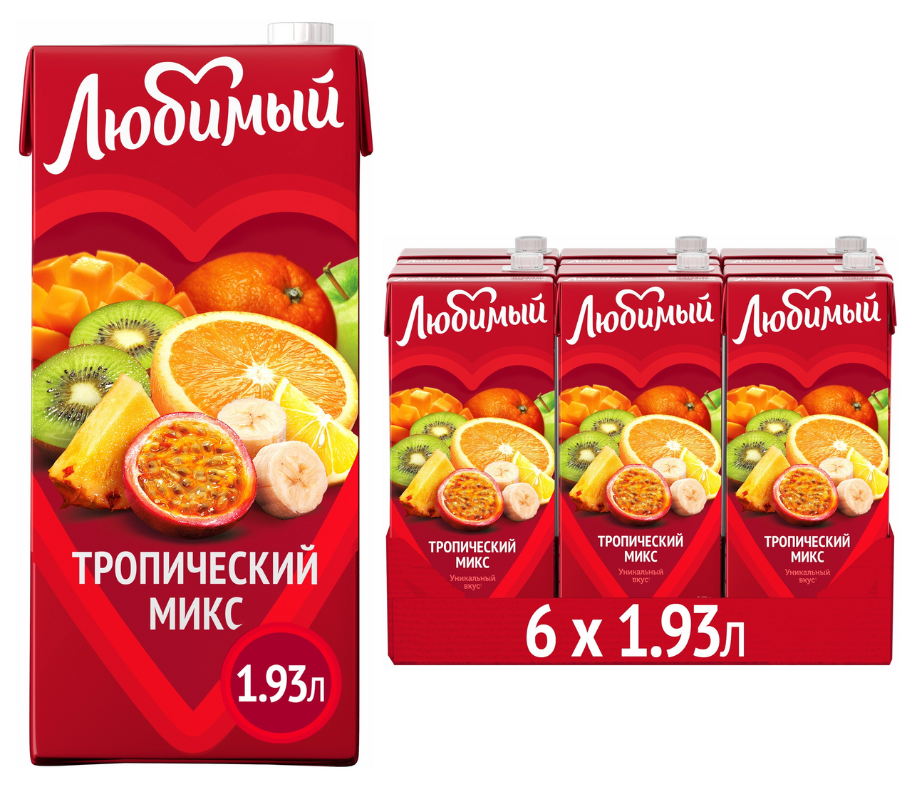 Напиток сокосодержащий Любимый мультифруктовый, 1.93л x 6 шт