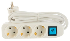 Удлинитель Electraline 3 розетки, с выключателем, с заземлением и с защитой от детей 3м