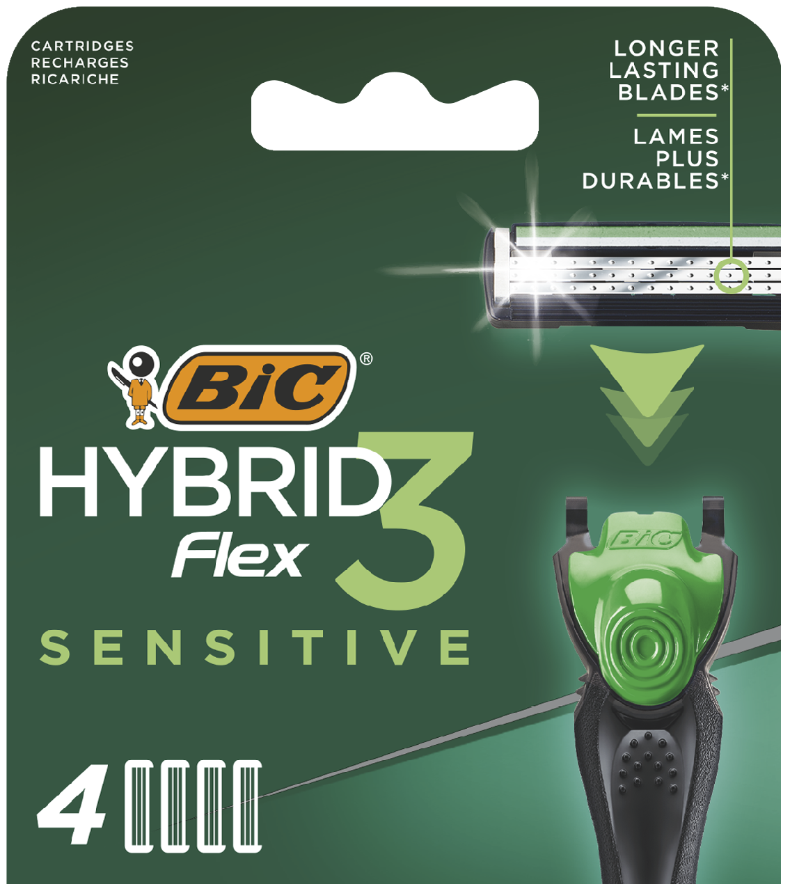 Изображение товара Сменные кассеты для мужской бритвенной системы BIC Flex 3 Hybrid Sensitive, 4 шт